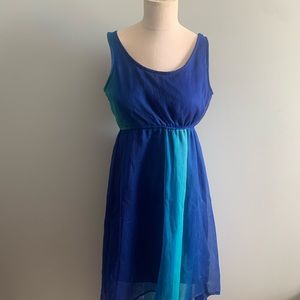 Truth Women’s Blue/Green Hi/Lo Chiffon Summer Dress